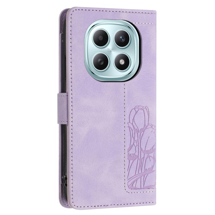 For Redmi Note 15 5G / 4G Global 164mm Tulips Embossed Leather Phone Case with Lanyard