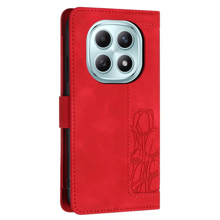 For Redmi Note 15 5G / 4G Global 164mm Tulips Embossed Leather Phone Case with Lanyard