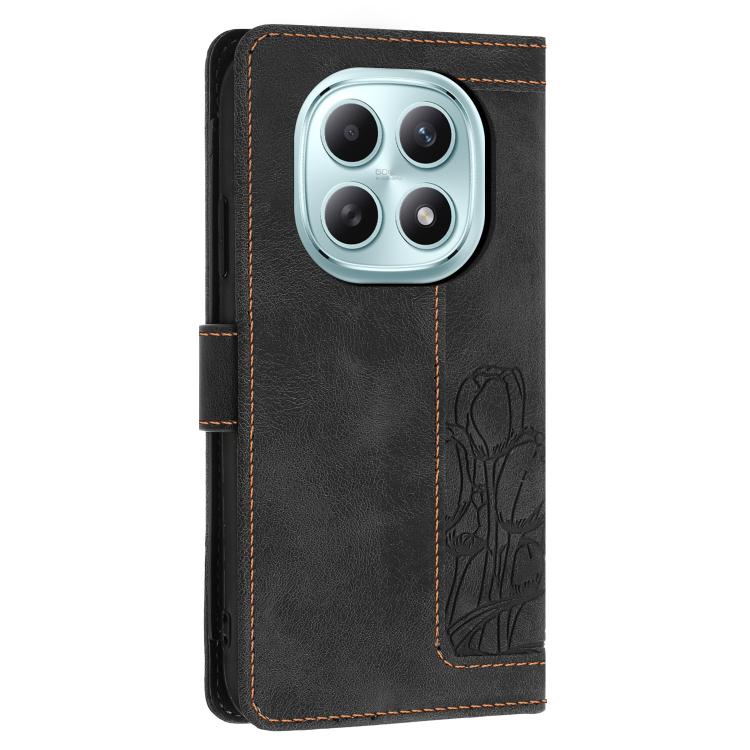 For Redmi Note 15 5G / 4G Global 164mm Tulips Embossed Leather Phone Case with Lanyard