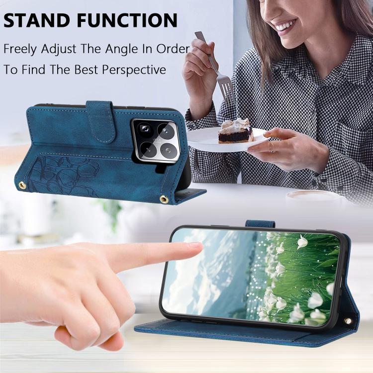 For Xiaomi 15 Pro Tulips Embossed Leather Phone Case with Lanyard