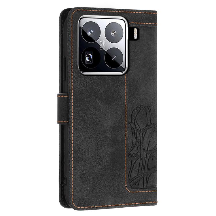 For Xiaomi 15 Pro Tulips Embossed Leather Phone Case with Lanyard