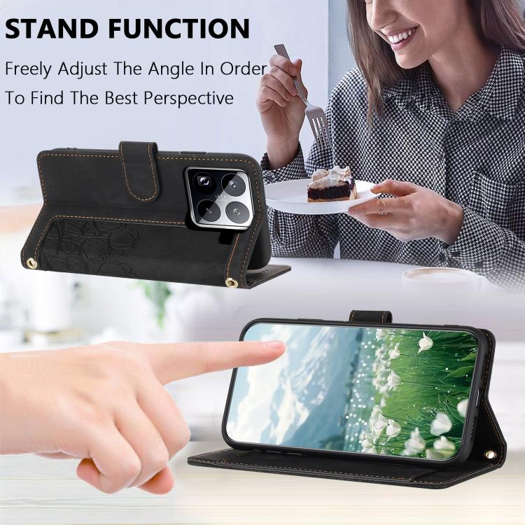 For Xiaomi 15 Pro Tulips Embossed Leather Phone Case with Lanyard