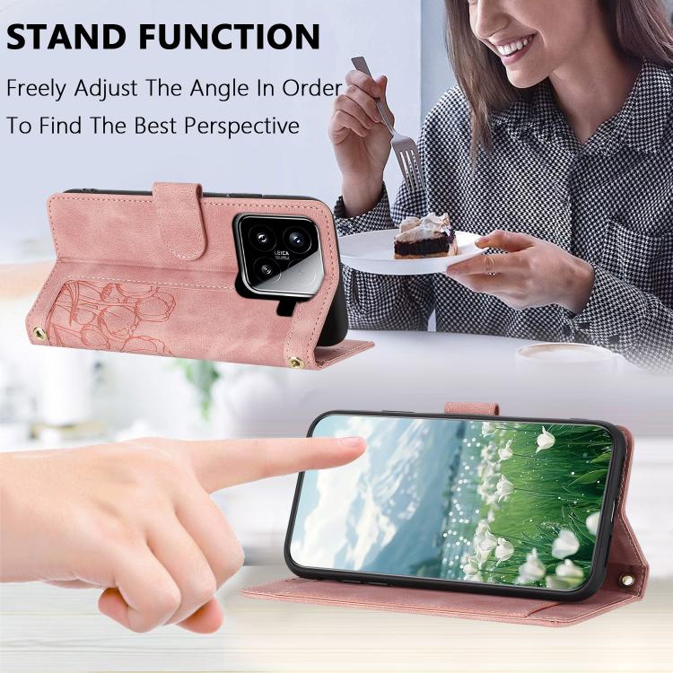 For Xiaomi 15 Tulips Embossed Leather Phone Case with Lanyard