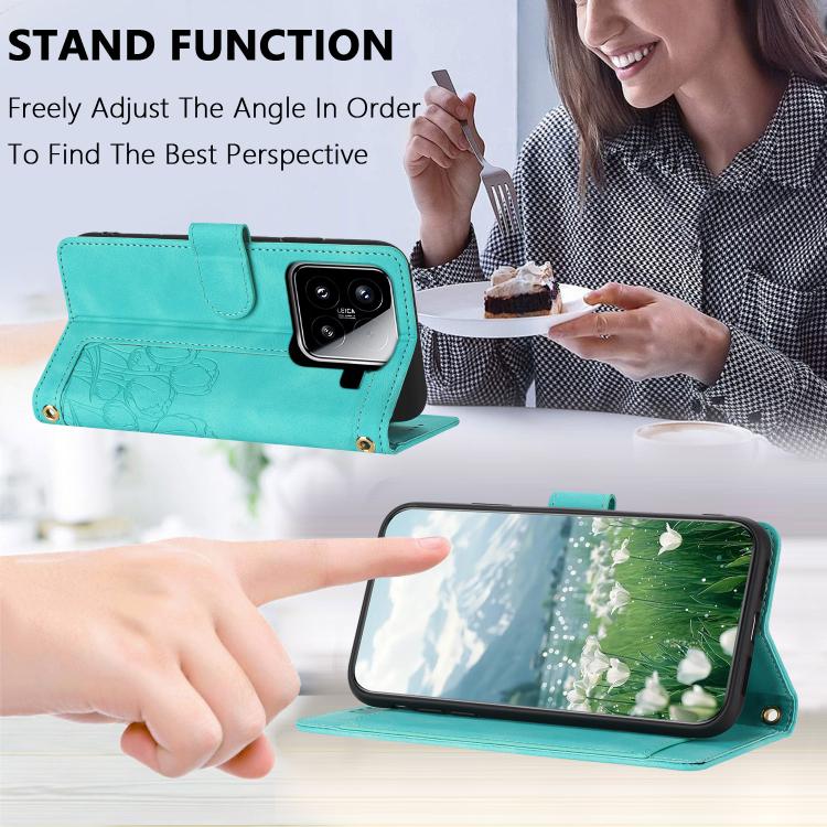 For Xiaomi 15 Tulips Embossed Leather Phone Case with Lanyard