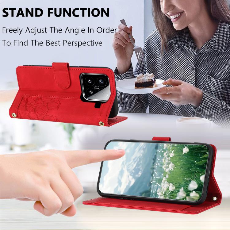 For Xiaomi 15 Tulips Embossed Leather Phone Case with Lanyard