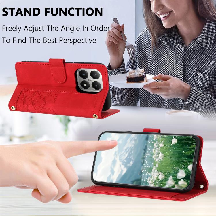 For Xiaomi 15T Tulips Embossed Leather Phone Case with Lanyard