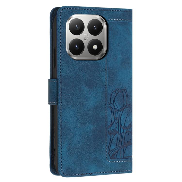For Xiaomi 15T Tulips Embossed Leather Phone Case with Lanyard