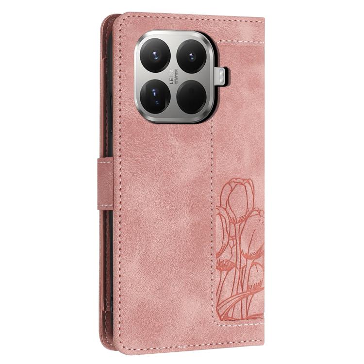 For Xiaomi 15T Pro Tulips Embossed Leather Phone Case with Lanyard