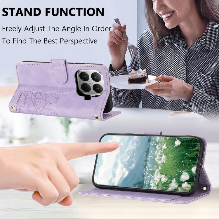 For Xiaomi 15T Pro Tulips Embossed Leather Phone Case with Lanyard