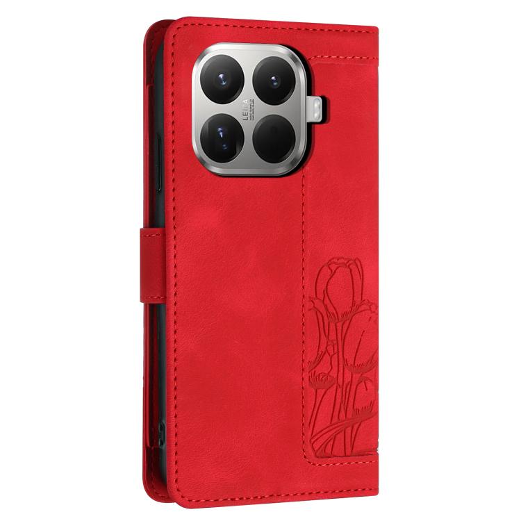 For Xiaomi 15T Pro Tulips Embossed Leather Phone Case with Lanyard