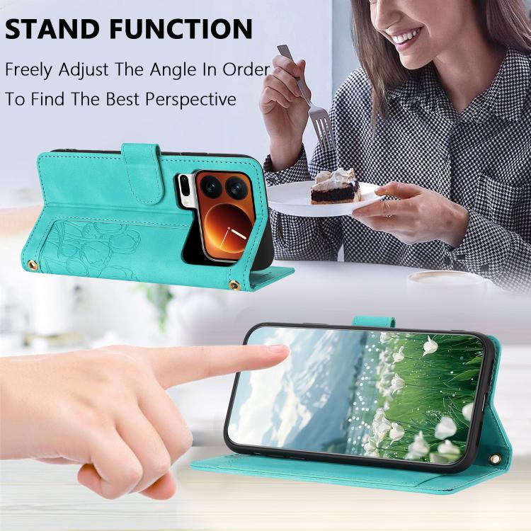 For Xiaomi 17 Pro Max Tulips Embossed Leather Phone Case with Lanyard