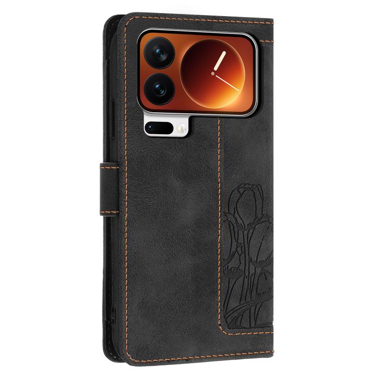 For Xiaomi 17 Pro Max Tulips Embossed Leather Phone Case with Lanyard