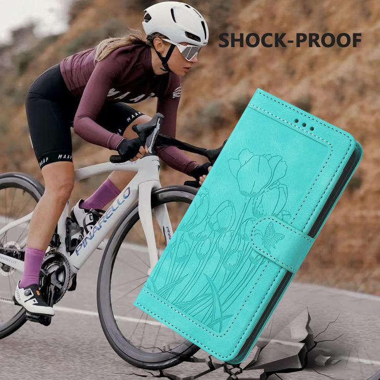 For Xiaomi 17 Pro Tulips Embossed Leather Phone Case with Lanyard