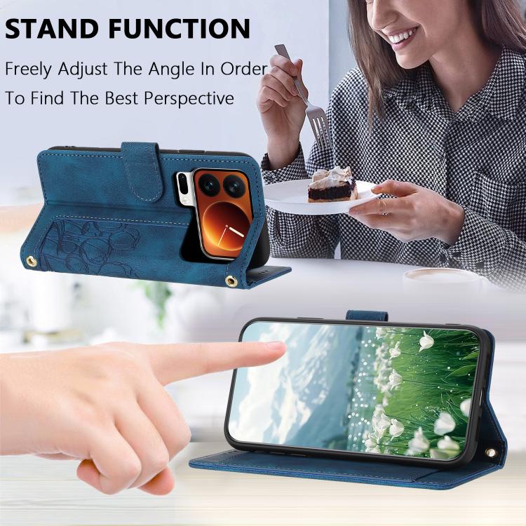 For Xiaomi 17 Pro Tulips Embossed Leather Phone Case with Lanyard