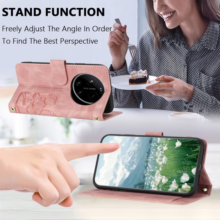 For Xiaomi 17 Ultra Tulips Embossed Leather Phone Case with Lanyard