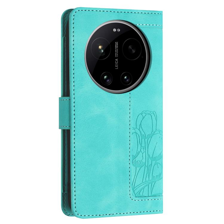 For Xiaomi 17 Ultra Tulips Embossed Leather Phone Case with Lanyard