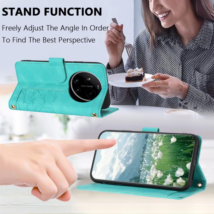 For Xiaomi 17 Ultra Tulips Embossed Leather Phone Case with Lanyard