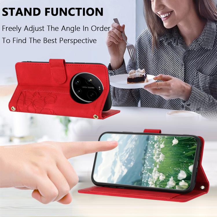 For Xiaomi 17 Ultra Tulips Embossed Leather Phone Case with Lanyard