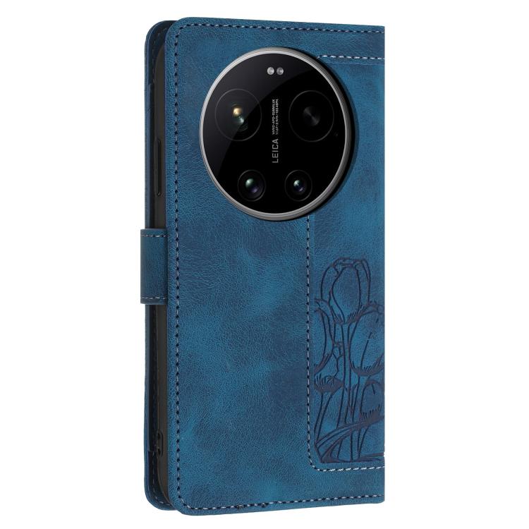 For Xiaomi 17 Ultra Tulips Embossed Leather Phone Case with Lanyard