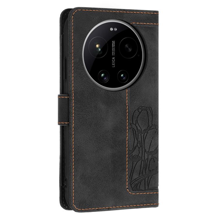 For Xiaomi 17 Ultra Tulips Embossed Leather Phone Case with Lanyard