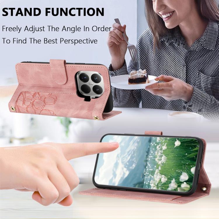 For Xiaomi 17T 5G Tulips Embossed Leather Phone Case with Lanyard