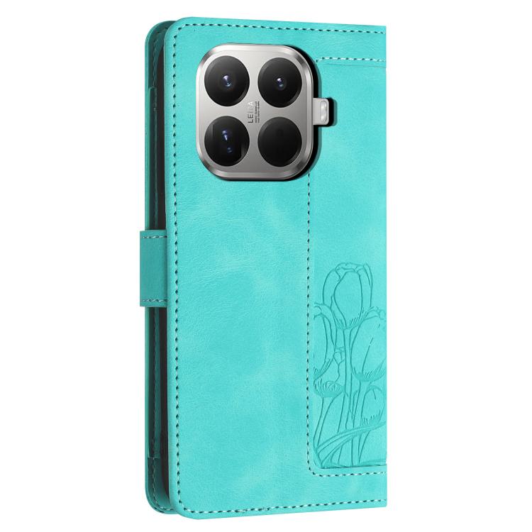 For Xiaomi 17T 5G Tulips Embossed Leather Phone Case with Lanyard