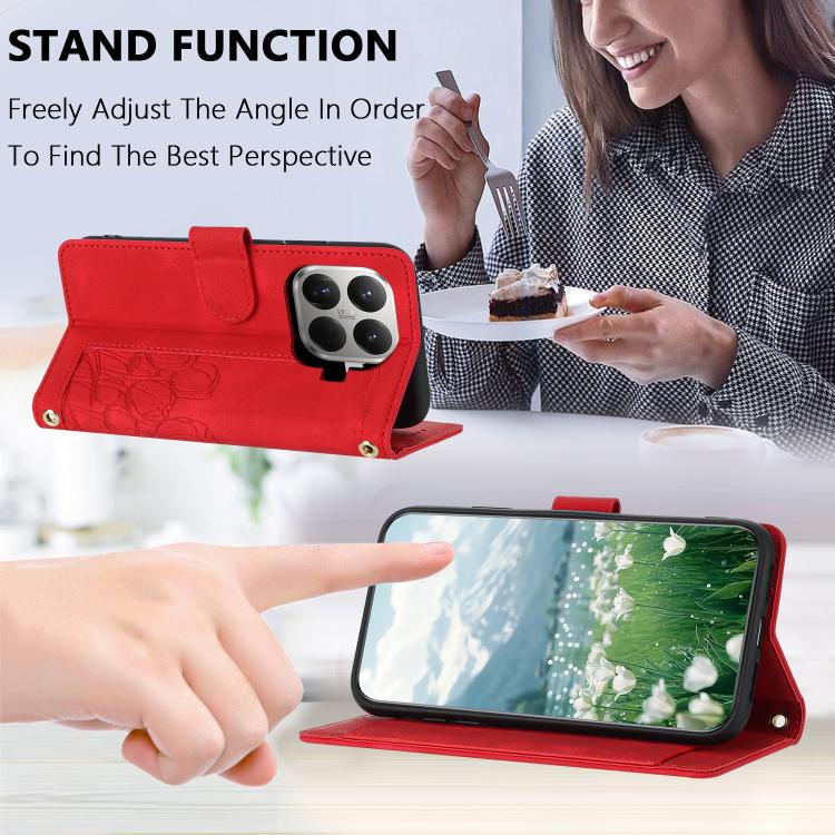 For Xiaomi 17T 5G Tulips Embossed Leather Phone Case with Lanyard