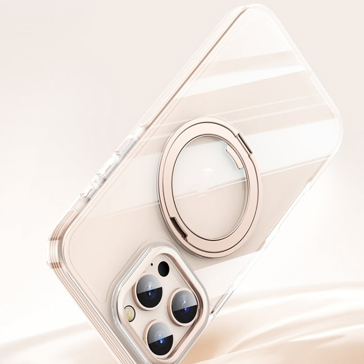 For iPhone 16 Pro Max Gear Plating PC 360 Ring Holder Magsafe Phone Case