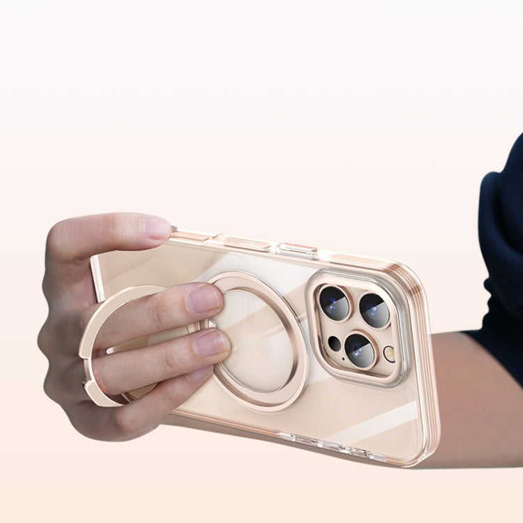 For iPhone 16 Pro Gear Plating PC 360 Ring Holder Magsafe Phone Case