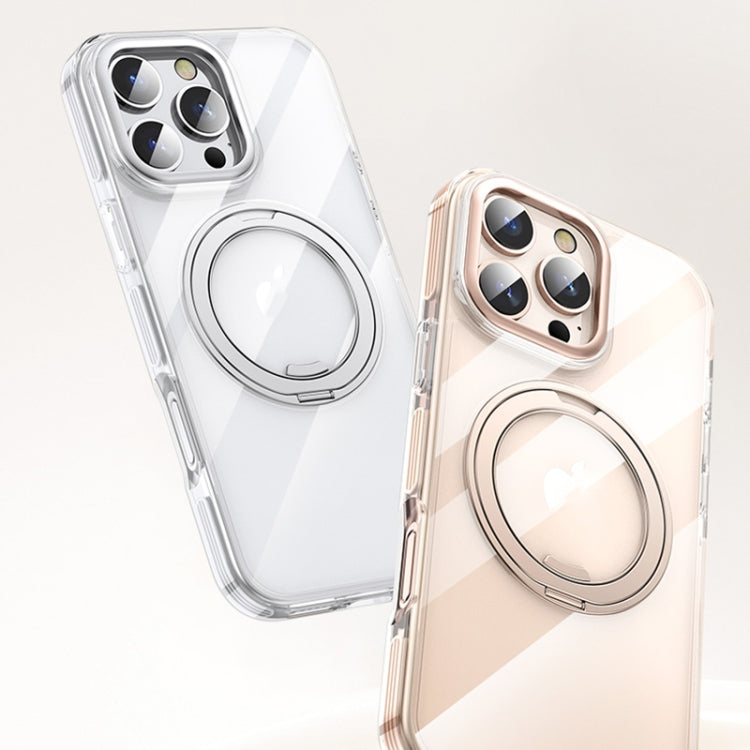 For iPhone 16 Pro Gear Plating PC 360 Ring Holder Magsafe Phone Case