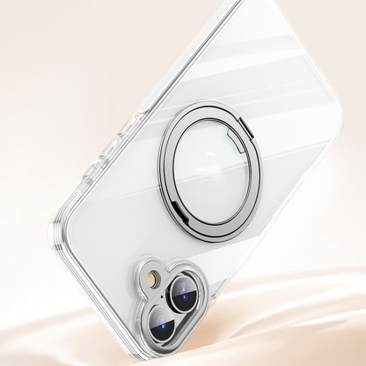 For iPhone 16 Plus Gear Plating PC 360 Ring Holder Magsafe Phone Case
