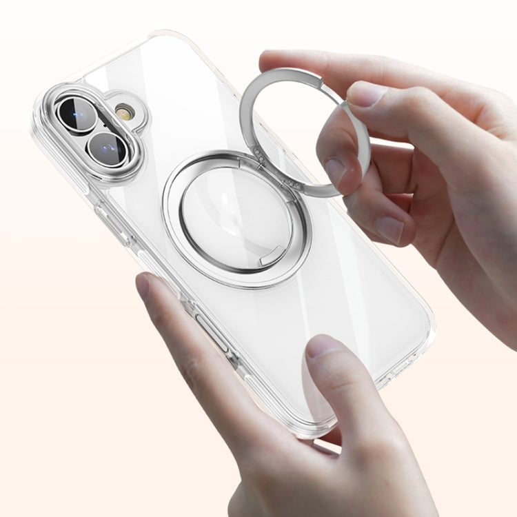 For iPhone 16 Gear Plating PC 360 Ring Holder Magsafe Phone Case