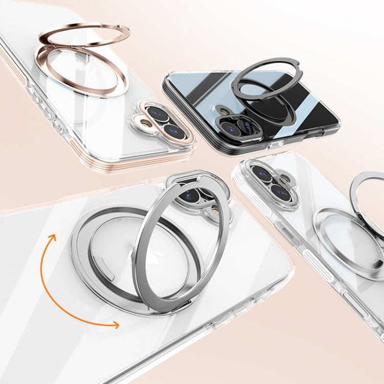 For iPhone 16 Gear Plating PC 360 Ring Holder Magsafe Phone Case
