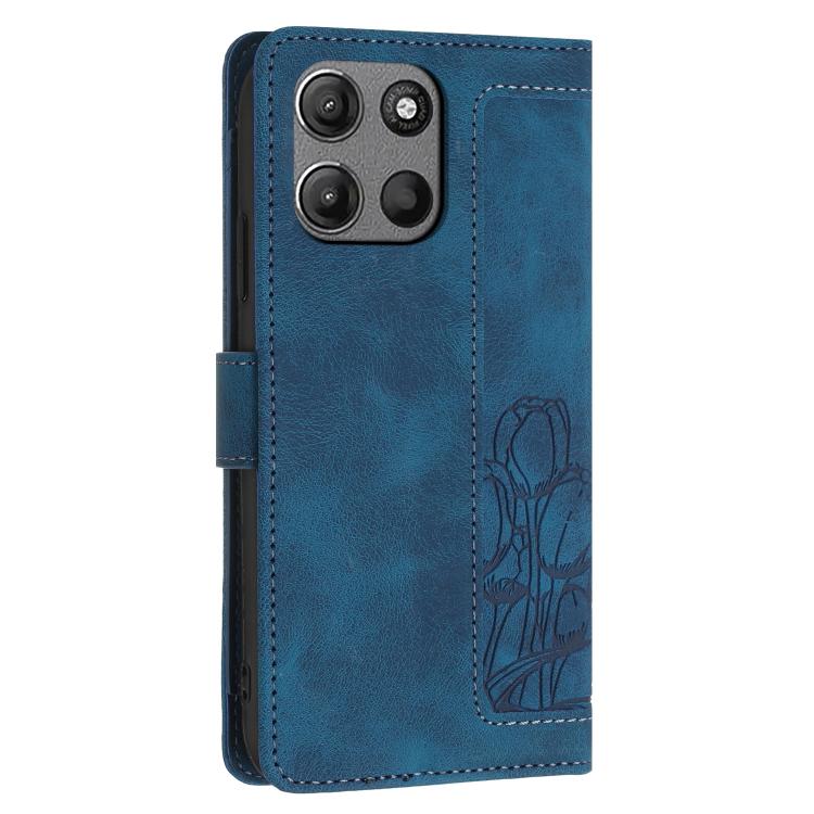For Motorola Moto G 5G 2026 Tulips Embossed Leather Phone Case with Lanyard