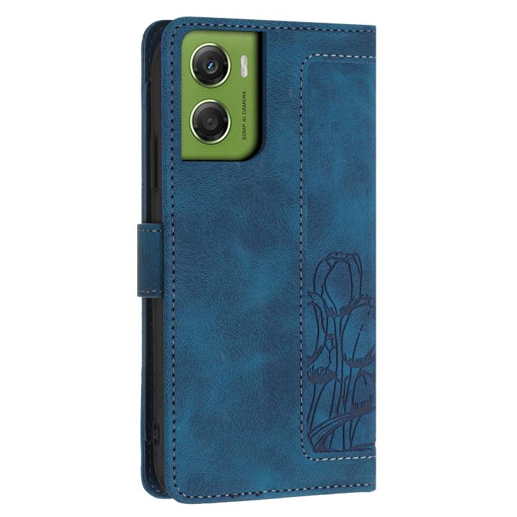 For Motorola Moto G06 4G Tulips Embossed Leather Phone Case with Lanyard