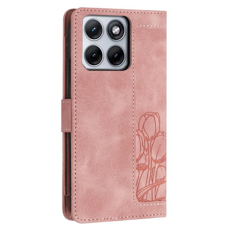 For Motorola Edge 70 Fusion 5G Tulips Embossed Leather Phone Case with Lanyard