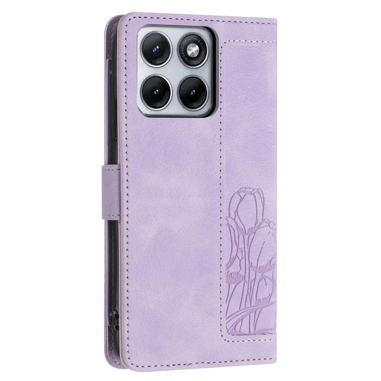 For Motorola Edge 70 Fusion 5G Tulips Embossed Leather Phone Case with Lanyard