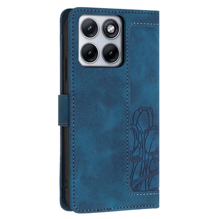 For Motorola Edge 70 Fusion 5G Tulips Embossed Leather Phone Case with Lanyard