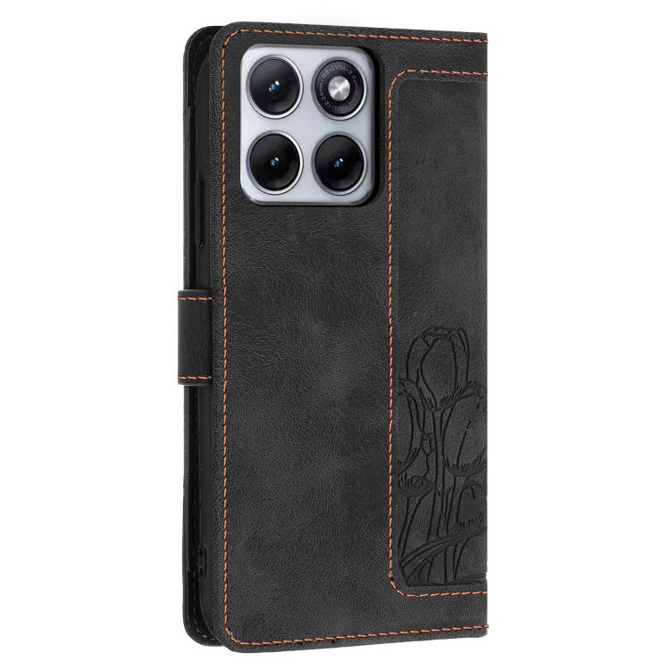 For Motorola Edge 70 Fusion 5G Tulips Embossed Leather Phone Case with Lanyard