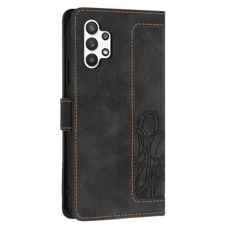 For Samsung Galaxy A13 5G / 4G Tulips Embossed Leather Phone Case with Lanyard