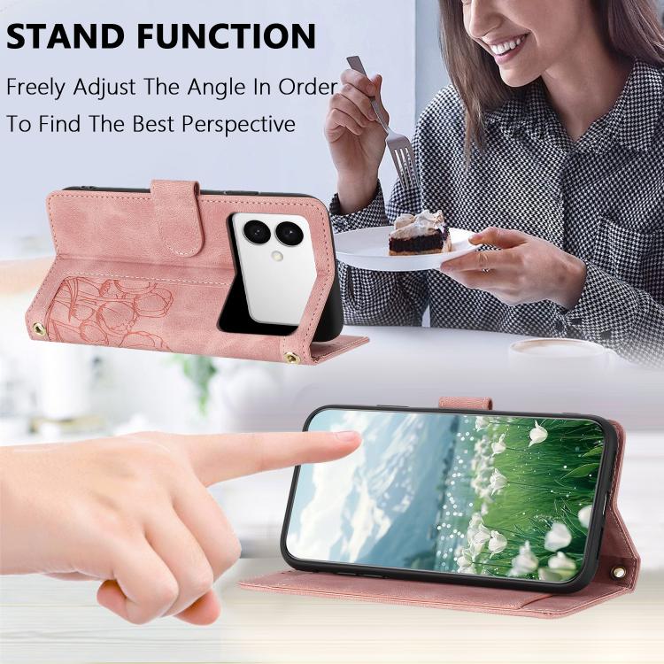 For Samsung Galaxy S26 Edge 5G Tulips Embossed Leather Phone Case with Lanyard
