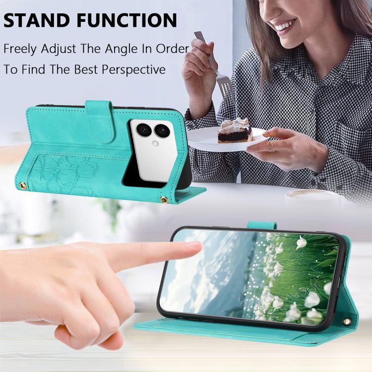 For Samsung Galaxy S26 Edge 5G Tulips Embossed Leather Phone Case with Lanyard