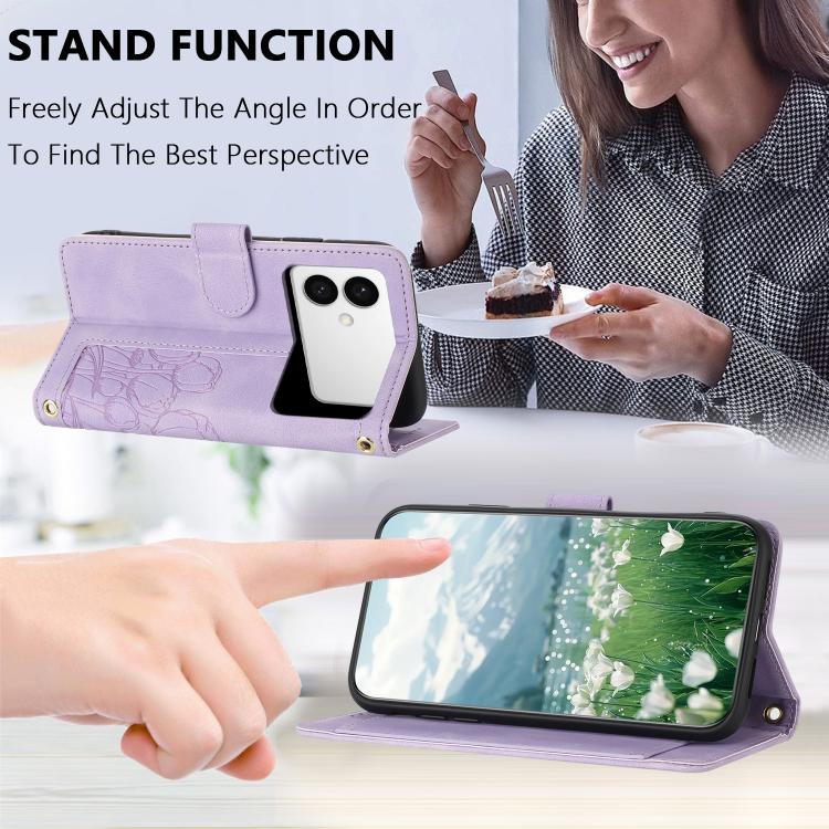 For Samsung Galaxy S26 Edge 5G Tulips Embossed Leather Phone Case with Lanyard