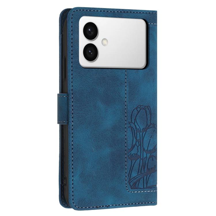 For Samsung Galaxy S26 Edge 5G Tulips Embossed Leather Phone Case with Lanyard