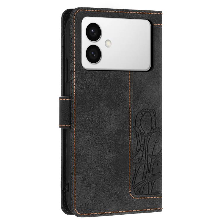 For Samsung Galaxy S26 Edge 5G Tulips Embossed Leather Phone Case with Lanyard