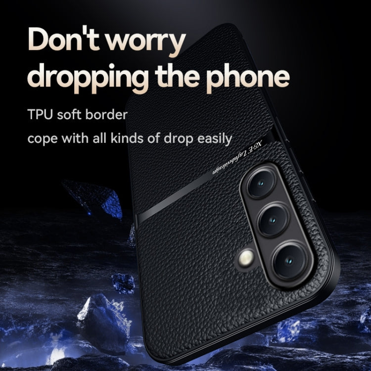 For Samsung Galaxy S25+ 5G Litchi Leather Magnetic Full Coverage Shockproof Phone Case
