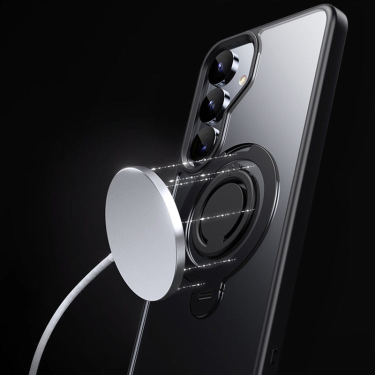 For Samsung Galaxy S25 5G Frosted MagSafe Phone Case with 360 Degree Rotating Holder