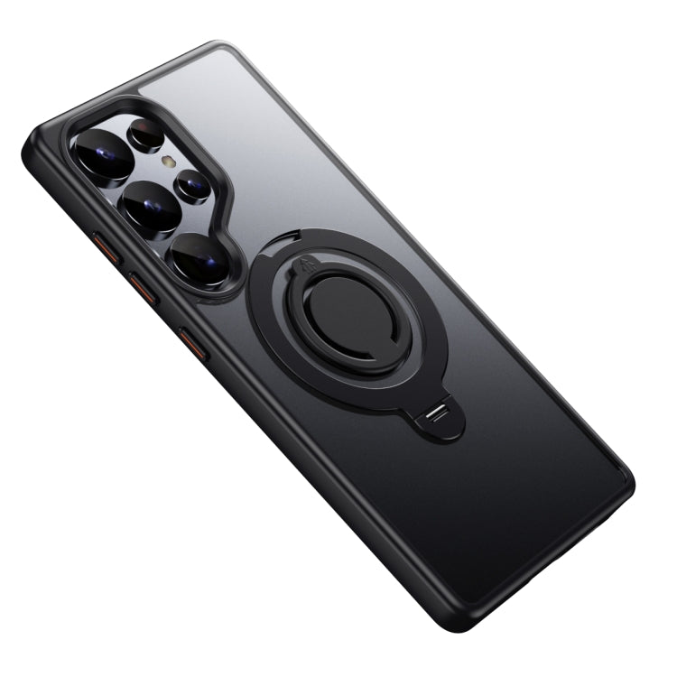 For Samsung Galaxy S25 Ultra 5G Frosted MagSafe Phone Case with 360 Degree Rotating Holder