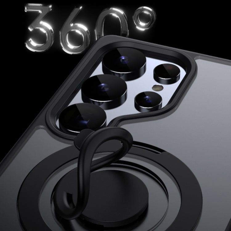 For Samsung Galaxy S25 Ultra 5G Frosted MagSafe Phone Case with 360 Degree Rotating Holder