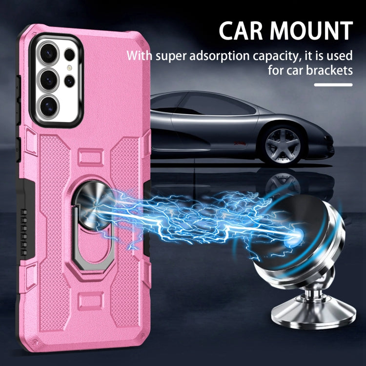 For Samsung Galaxy S25 Ultra 5G Ring Holder Armor Hybrid Phone Case